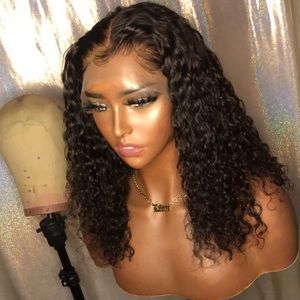 13x4 Lace Frontal Wig Virgin Hair Density 150% 1B Natural Brown Deep Wave 18in